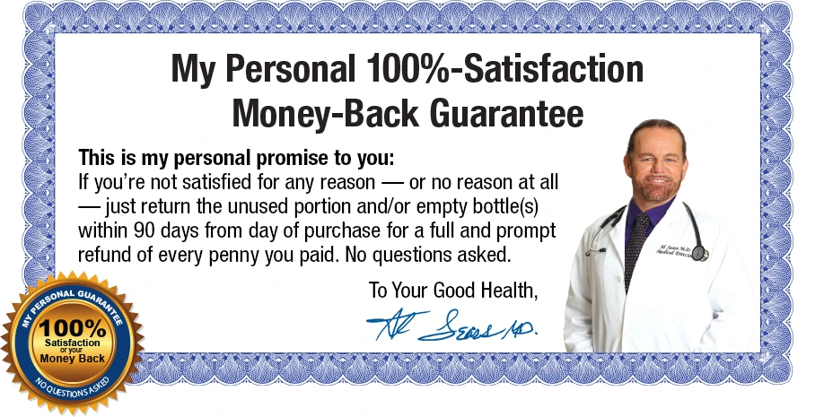 90-day money-back guarantee seal on a Myco Max bottle