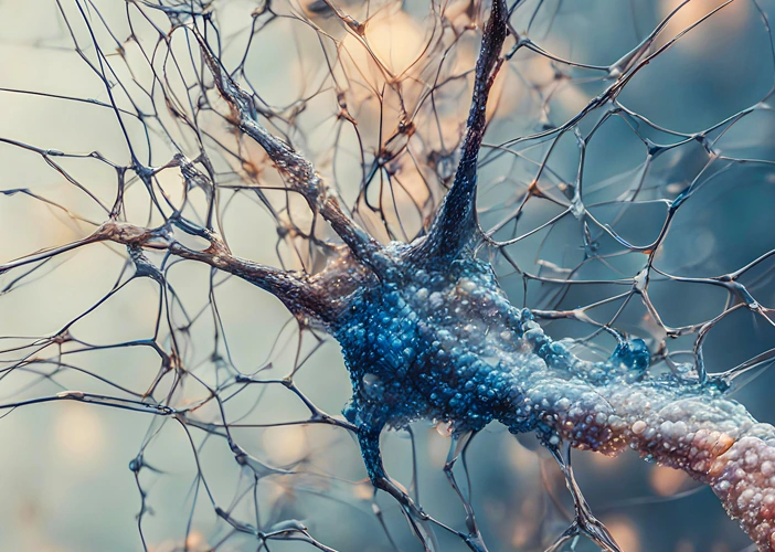 Close-up illustration of neurons forming connections