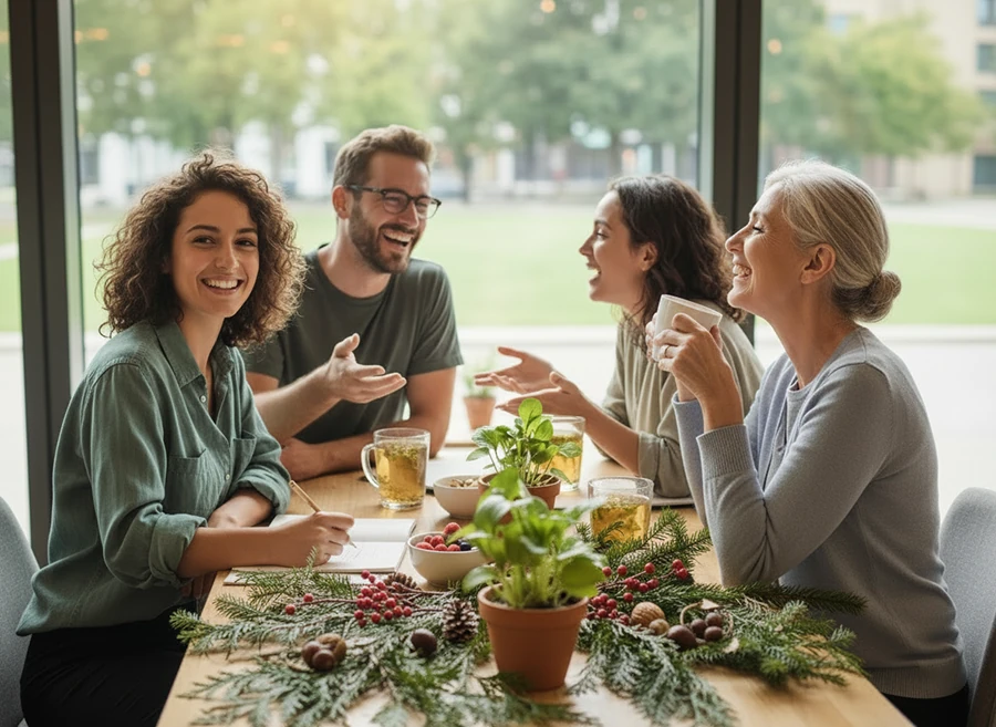 Family enjoying a relaxed meal together at home