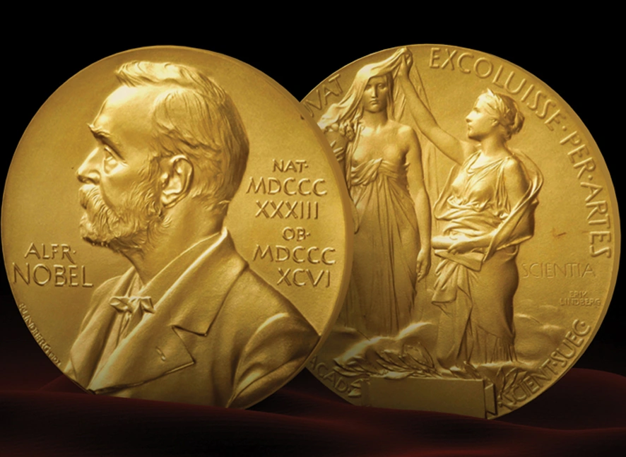 Nobel Prize medals, recalling the 1986 award for the discovery of nerve growth factor