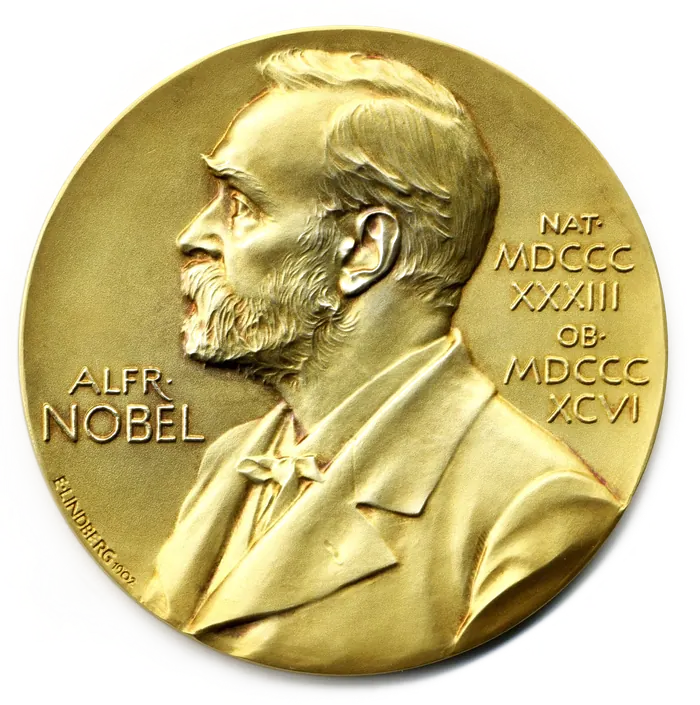 A Nobel Prize medal, recalling the 1986 award for the discovery of nerve growth factor